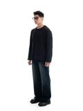 HOWS® WAFFLE LONG SLEEVE HENLEY / BLACK 