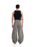  HOWS® STRIPED KHAKI PANTS / BLACK x WHITE 