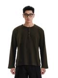  HOWS® WAFFLE LONG SLEEVE HENLEY / DARK MOSS 