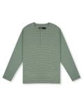  HOWS® STRIPED HENLEY LONG SLEEVE T-SHIRT / MOSS 