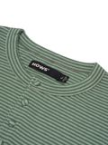  HOWS® STRIPED HENLEY LONG SLEEVE T-SHIRT / MOSS 