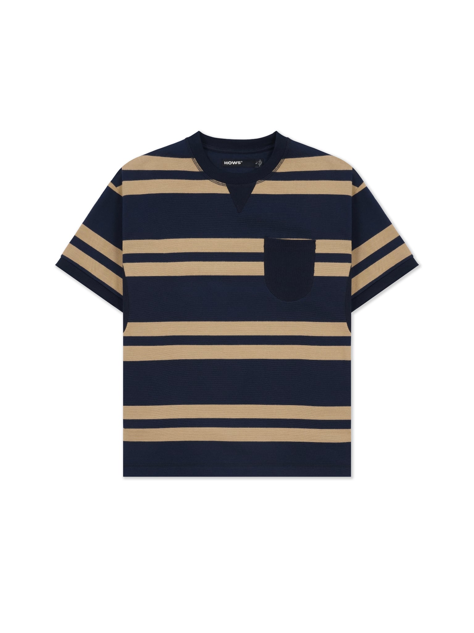  HOWS® NAVA STRIPED T-SHIRT / BROWN x NAVY 