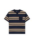  HOWS® NAVA STRIPED T-SHIRT / BROWN x NAVY 