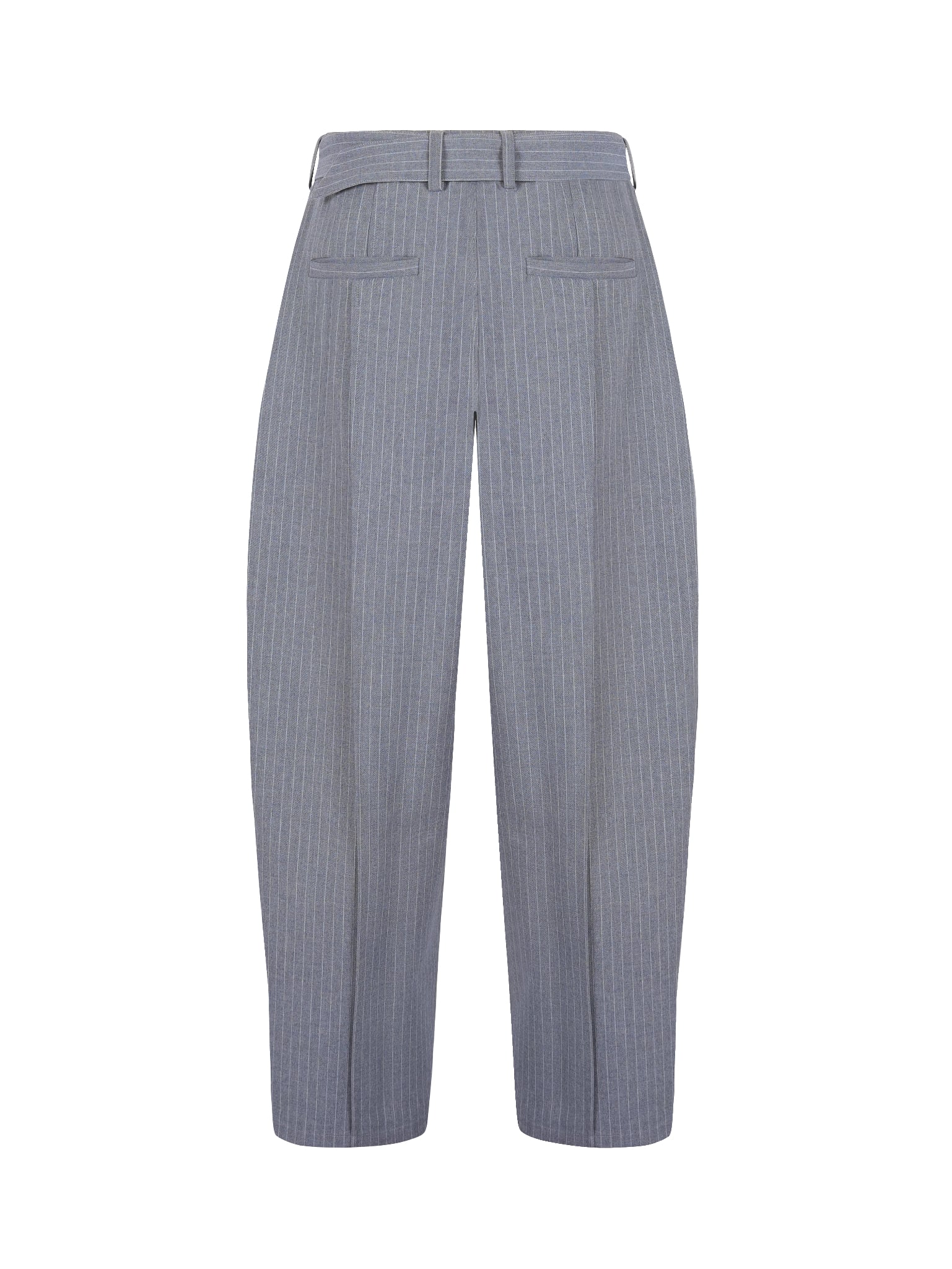  HOWS® SILENT STRUCTURE PLEATED PANTS WITH BELT / STRIPED GREY 