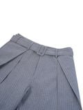  HOWS® SILENT STRUCTURE PLEATED PANTS WITH BELT / STRIPED GREY 