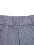  HOWS® SILENT STRUCTURE PLEATED PANTS WITH BELT / STRIPED GREY 