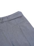  HOWS® SILENT STRUCTURE PLEATED PANTS WITH BELT / STRIPED GREY 