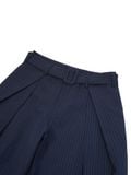  HOWS® SILENT STRUCTURE PLEATED PANTS WITH BELT / STRIPED NAVY 
