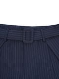  HOWS® SILENT STRUCTURE PLEATED PANTS WITH BELT / STRIPED NAVY 