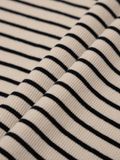  HOWS® STRIPED HENLEY LONG SLEEVE T-SHIRT / CREAM 