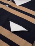  HOWS® OLD SCHOOL STRIPED LONG SLEEVE POLO / BROWN x NAVY 