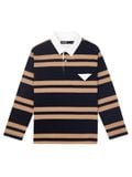  HOWS® OLD SCHOOL STRIPED LONG SLEEVE POLO / BROWN x NAVY 