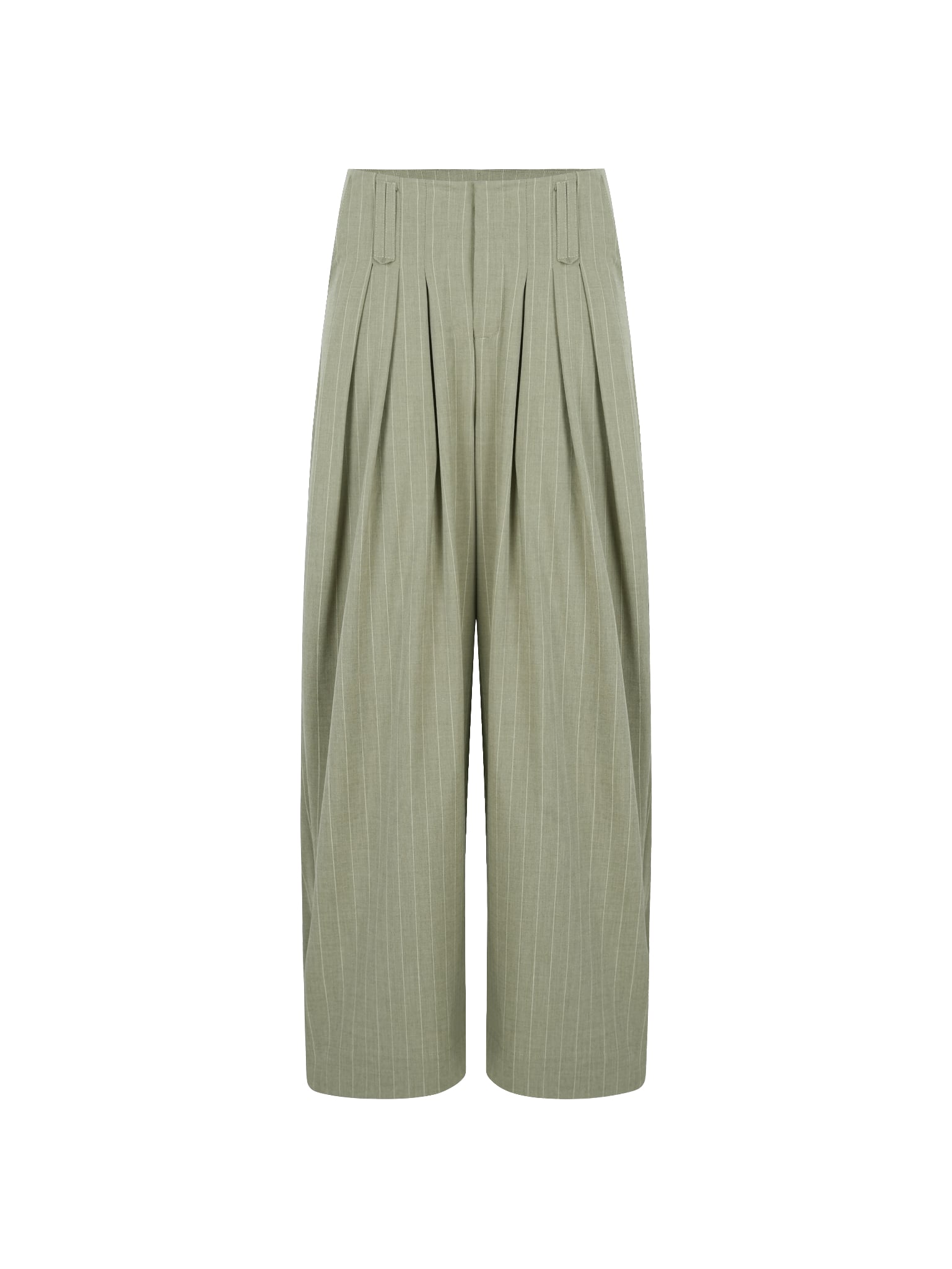  REPUTE. PLEATED BALLOON TROUSERS / STRIPED BROWN 