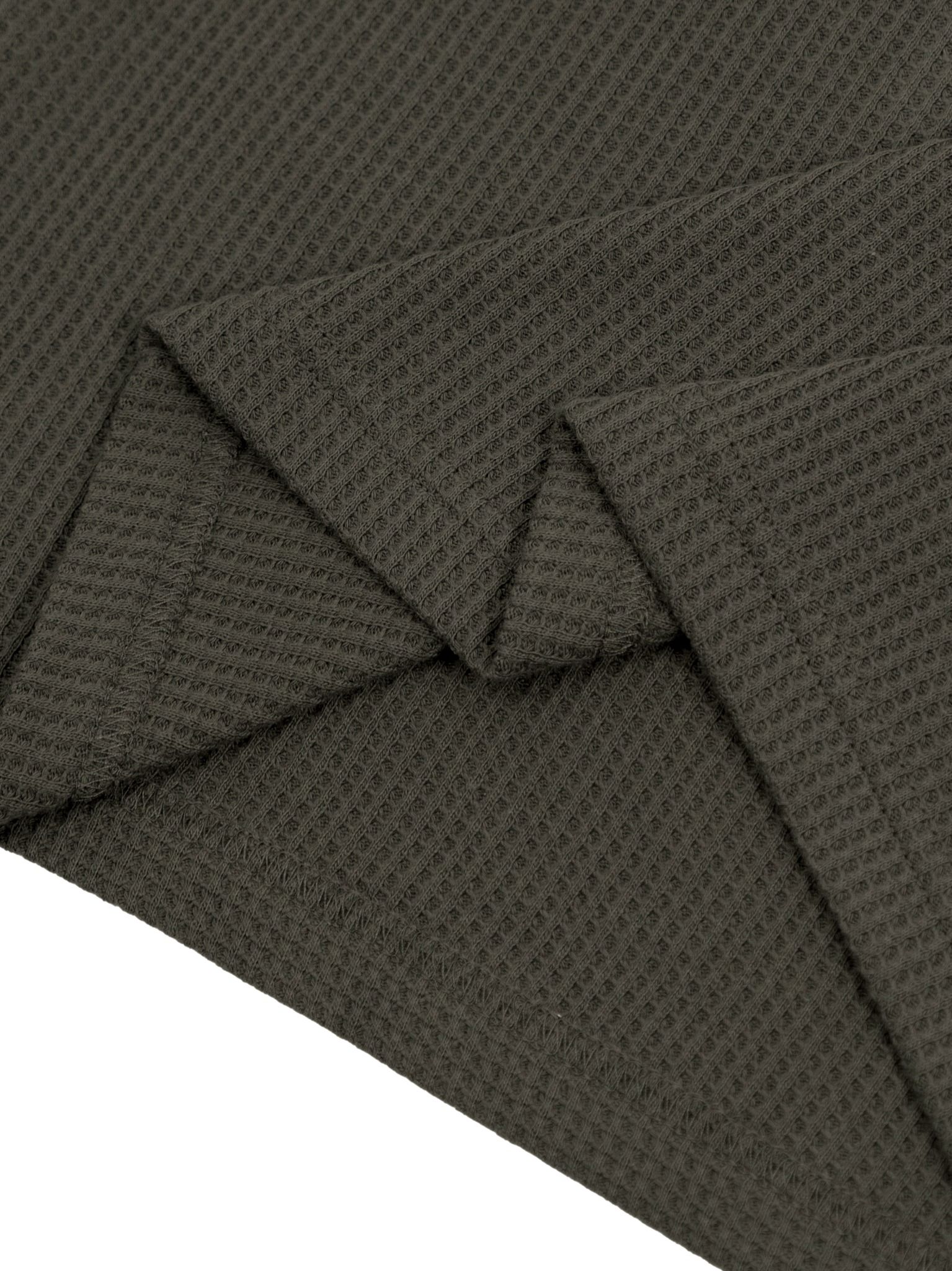  HOWS® WAFFLE LONG SLEEVE HENLEY / DARK MOSS 