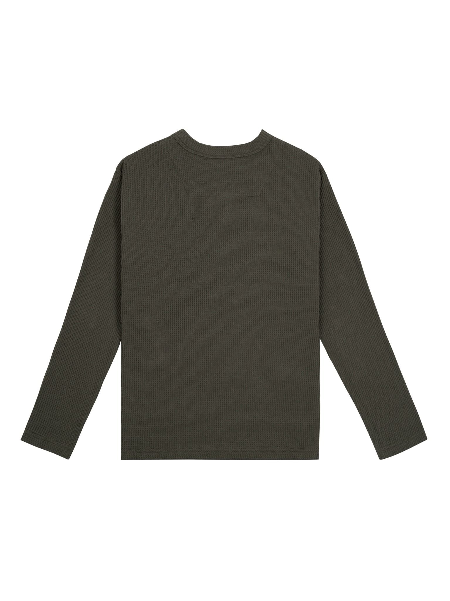  HOWS® WAFFLE LONG SLEEVE HENLEY / DARK MOSS 