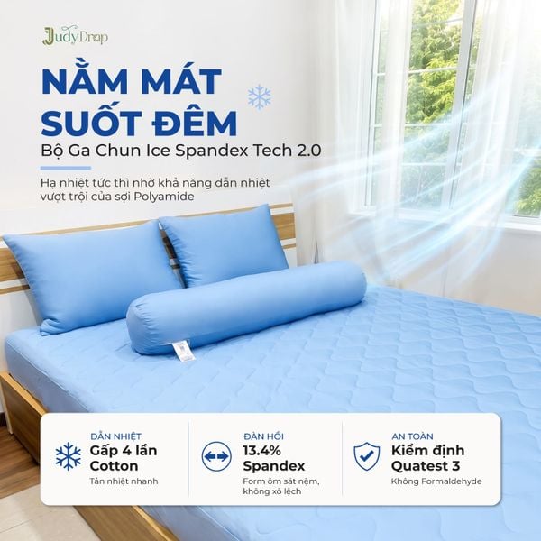 Bộ 4 Món Ga Gối Tản Nhiệt Màu Trơn Ice Spandex Tech 2.0 (không kèm mền)