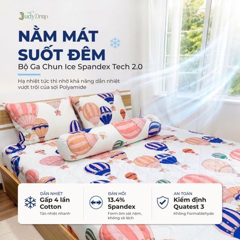 Bộ 4 Món Ga Gối Tản Nhiệt Họa Tiết Ice Spandex Tech 2.0 (không kèm mền)