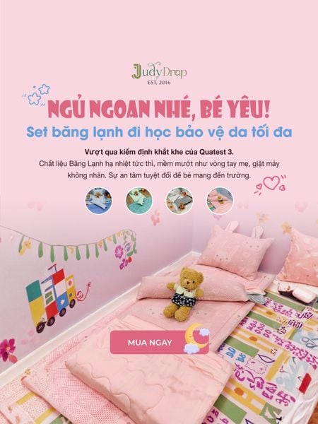 Set Ngủ Băng Lạnh Cho Bé Đi Học Judy Drap (Nệm, Mền, Gối Nằm & Ôm)