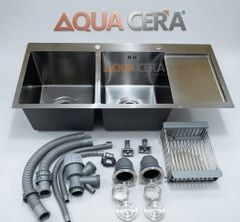 CHẬU RỬA CHÉN INOX 304  - 2 HỘC CÓ CÁNH KÍCH THƯỚC 100X48A