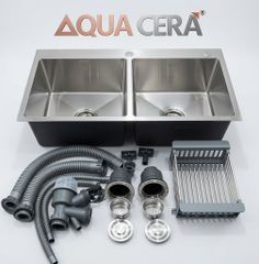 CHẬU RỬA CHÉN INOX304 ĐÚC - 2 HỘC 10050D AQUA CERA
