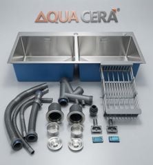 CHẬU RỬA CHÉN INOX 304 ĐÚC - 2 HỘC KÍCH THƯỚC 100x50cm