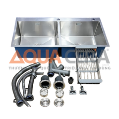 CHẬU RỬA CHÉN INOX 304 ĐÚC - 2 HỘC KÍCH THƯỚC 100x50cm