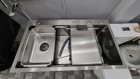 CHẬU CHÉN INOX 304 9046 CÓ VÂN CHỐNG TRẦY