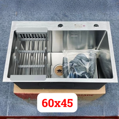CHẬU RỬA CHÉN INOX 304 ĐÚC - 1 HỘC 60x45