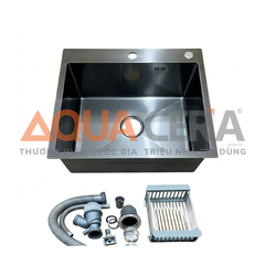 CHẬU RỬA CHÉN INOX 304 ĐÚC PHỦ NANO - 1 HỘC 60x45