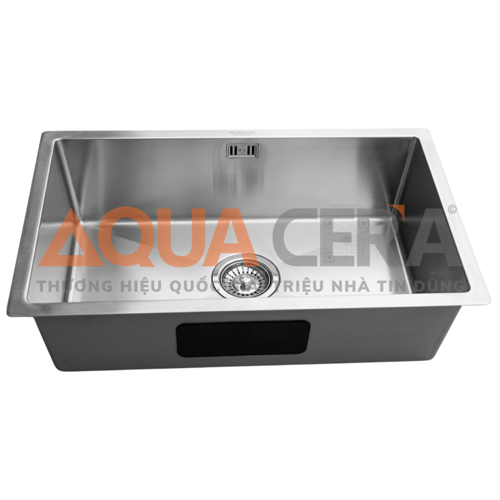 CHẬU RỬA CHÉN INOX 304 ĐÚC - 1 HỘC ÂM ĐÁ 68x45cm