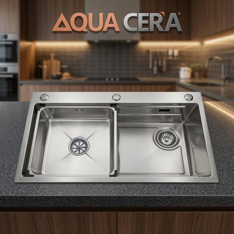 CHẬU RỬA CHÉN INOX 304 ĐÚC - 1 HỘC 75x45cm