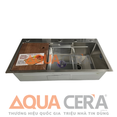 CHẬU RỬA CHÉN INOX 304 ĐÚC - 1 HỘC 75x46cm