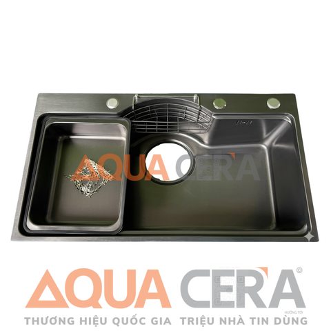 CHẬU RỬA CHÉN 304 PHỦ NANO ĐEN - 75x46 V