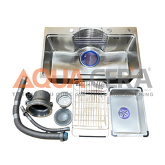 CHẬU RỬA CHÉN INOX 304 ĐÚC - 1 HỘC 75x46cm