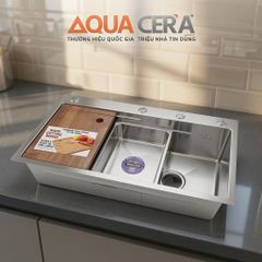 CHẬU RỬA CHÉN INOX 304 ĐÚC - 1 HỘC 78x46cm DẦY 3.0 LY