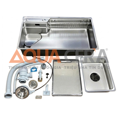 CHẬU RỬA CHÉN INOX 304 ĐÚC - 1 HỘC 82x48