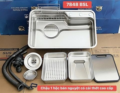 CHẬU 1 HỘC BÁN NGUYỆT CÓ CÀI THỚT CAO CẤP 7848BSL
