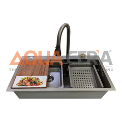 CHẬU RỬA CHÉN INOX 304 Nano Xám Vòi Âm - 78x46