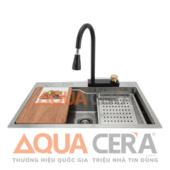 CHẬU RỬA CHÉN 304 PHỦ NANO ĐEN VÒI NỔI  - 78x46, 75x45cm