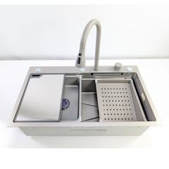 Chậu Thủ Công 78x46cm_Nano Xám 304 + Vòi âm