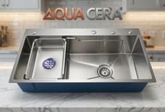 CHẬU RỬA CHÉN INOX 304 ĐÚC - 1 HỘC 78x46cm