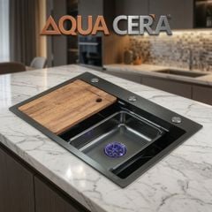 CHẬU RỬA CHÉN 304 PHỦ NANO ĐEN - 78x46