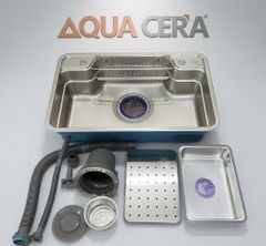 CHẬU RỬA CHÉN INOX 304 ĐÚC HẠ BẬC - 1 HỘC 78x48