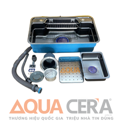 CHẬU RỬA CHÉN INOX 304 ĐÚC - 1 HỘC PHỦ NANO 78x48