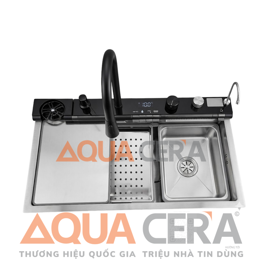 CHẬU RỬA CHÉN 5 PHÍM - SUS 304 VÒI CAO CẤP - 80x46 và 75x46cm