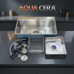 CHẬU RỬA CHÉN INOX 304 ĐÚC - 1 HỘC CÓ HẠ BẬC - 80x48