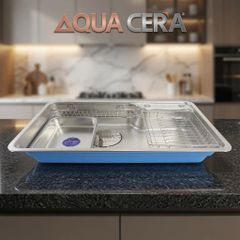 CHẬU RỬA CHÉN INOX 304 ĐÚC - 1 HỘC 80x50cm