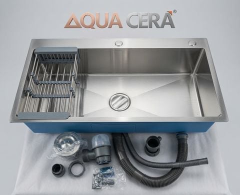 CHẬU RỬA CHÉN INOX 304 ĐÚC - 1 HỘC 80x50