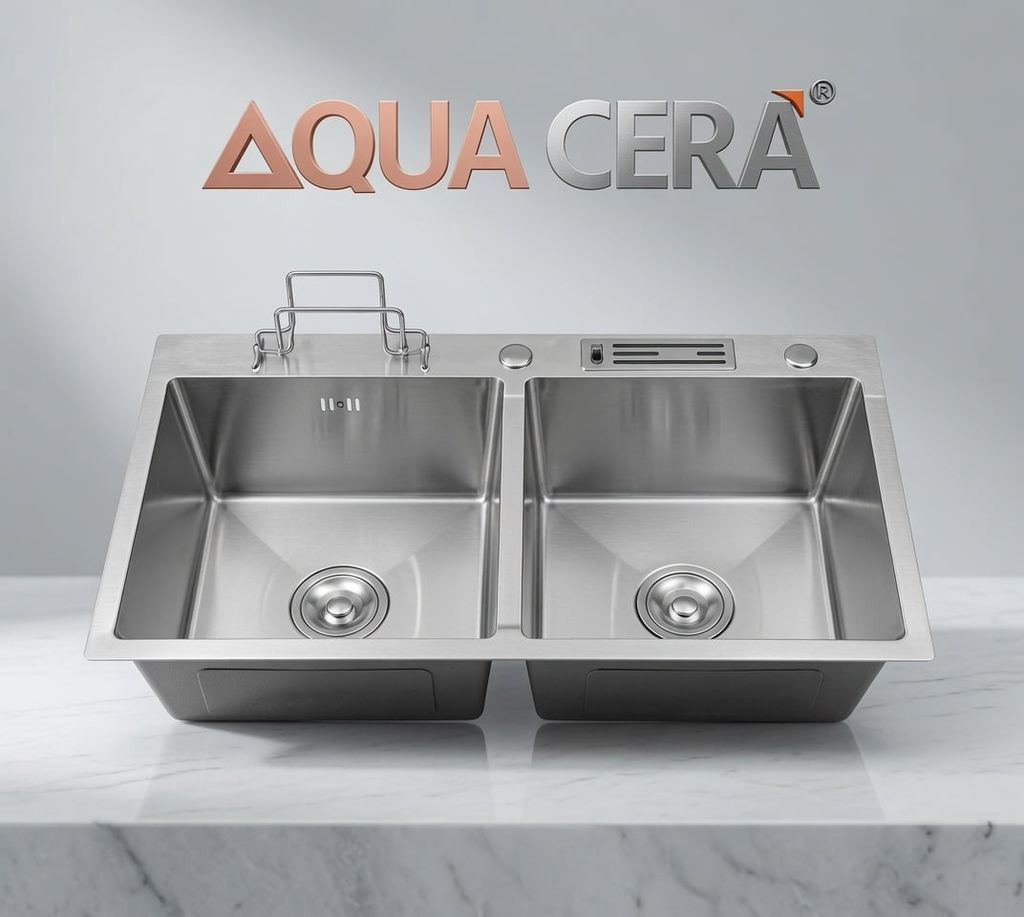 CHẬU RỬA CHÉN 2 HỘC INOX 304 - KÍCH THƯỚC 82X45