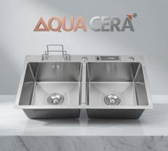 CHẬU RỬA CHÉN 2 HỘC INOX 304 - KÍCH THƯỚC 82X45
